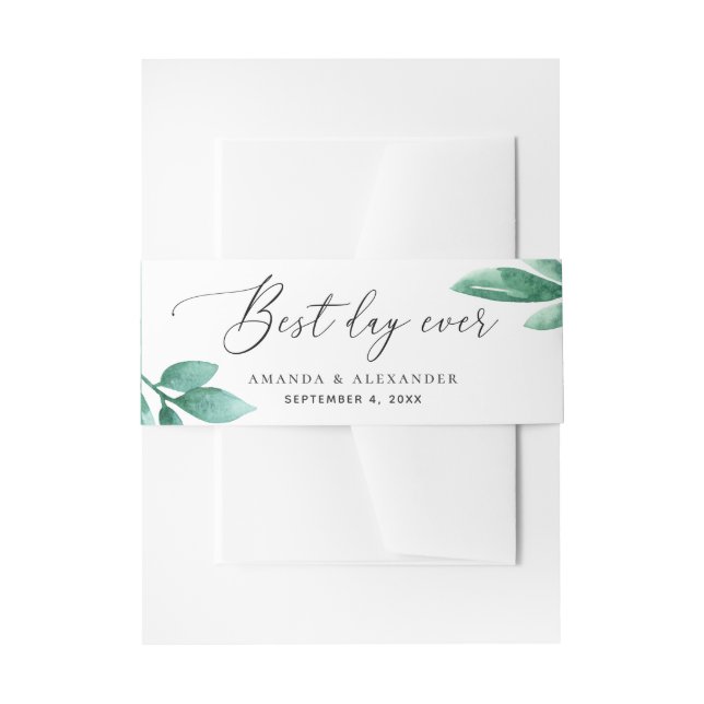 Bandeau De Faire-part Mariage de verdure aquarelle. Calligraphie élégant (Devant example)