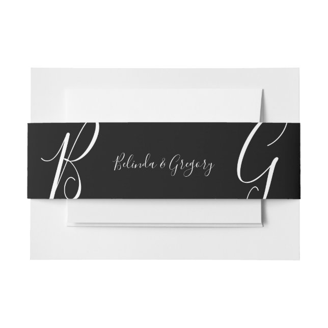 Bandeau De Faire-part Mariage des initiales du monogramme noir et blanc (Devant Example)