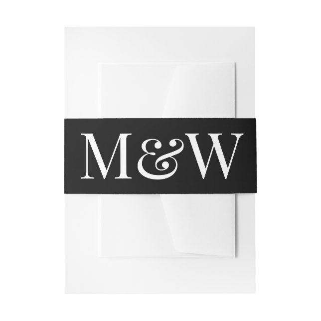 Bandeau De Faire-part Mariage des initiales du Monogramme noir moderne (Devant example)