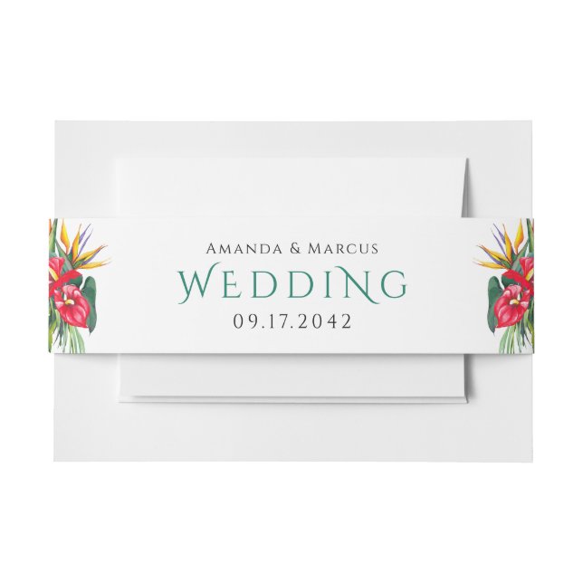 Bandeau De Faire-part Mariage des oasis de fleurs tropicales (Devant Example)