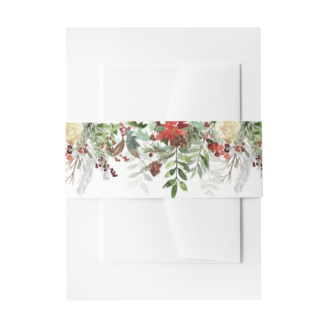 Bandeau De Faire-part Mariage des verts de Noël et des flocons de neige (Devant example)