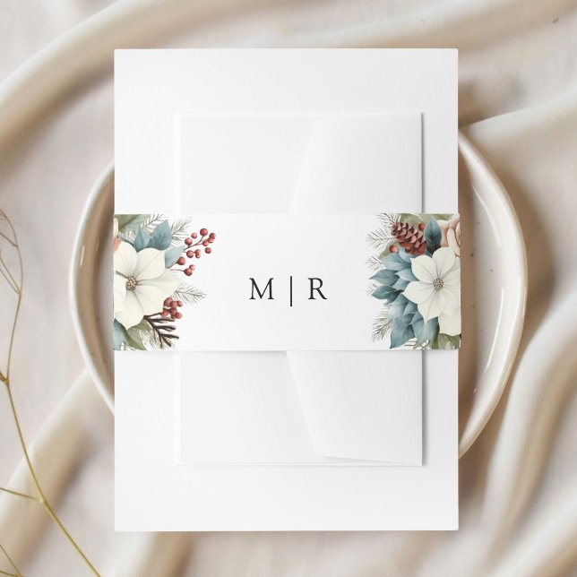 Bandeau De Faire-part Mariage d'hiver rustique bleu bleu-bleu floral (Créateur téléchargé)