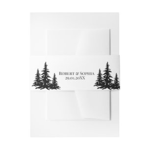 Bandeau De Faire-part Mariage d'hiver sous les pins noirs et blancs