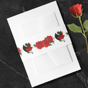 Bandeau De Faire-part Mariage d'Imaginaire Black Dragon Red Roses