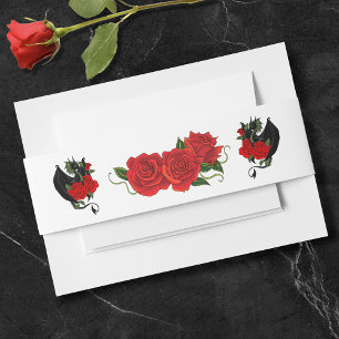Bandeau De Faire-part Mariage d'Imaginaire Black Dragon Red Roses