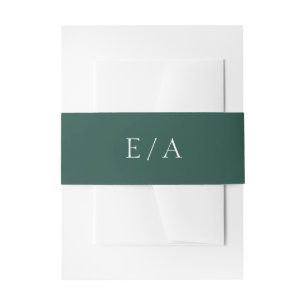 Bandeau De Faire-part Mariage Élégant Minimal Vert Émeraude Monogramme
