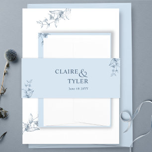 Bandeau De Faire-part Mariage Élégant Moderne et Minimaliste Bleu Poussi