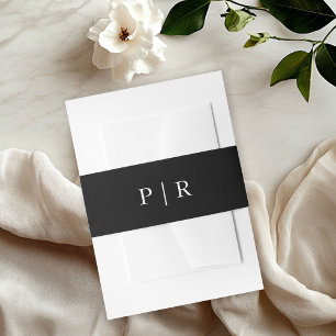Bandeau De Faire-part Mariage Élégant Monogramme Noir et Blanc