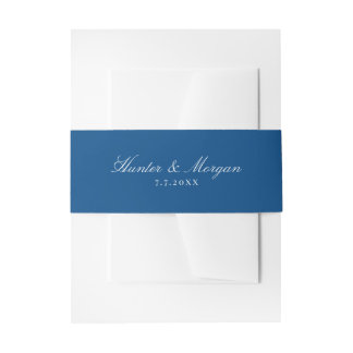 Bandeau De Faire-part Mariage élégant Navy Blue Script Names