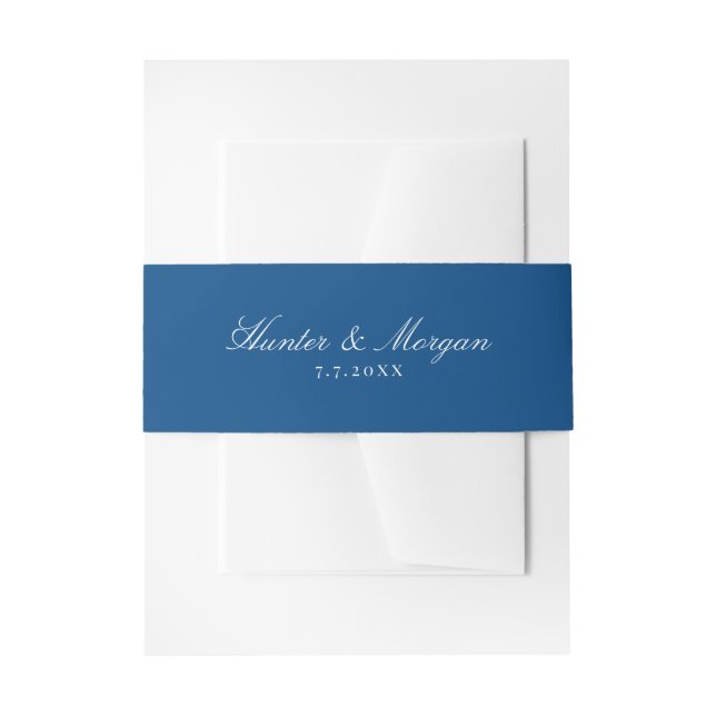 Bandeau De Faire-part Mariage élégant Navy Blue Script Names (Devant example)