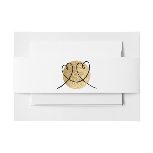 Bandeau De Faire-part Mariage Elegant Noir et Or (Devant Example)