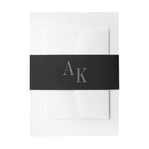 Bandeau De Faire-part Mariage Élégant Rustique Noir Initial
