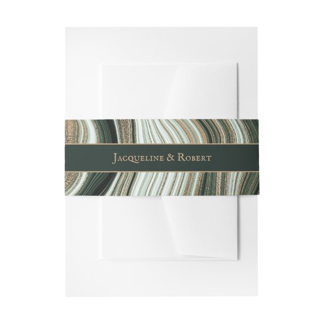 Bandeau De Faire-part Mariage en marbre vert et or (Devant example)
