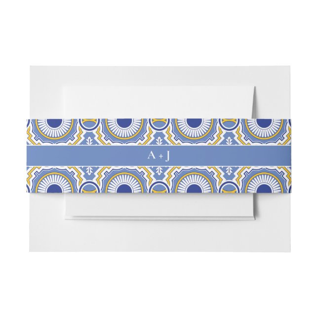 Bandeau De Faire-part Mariage espagnol bleu mexicain Talavera (Devant Example)