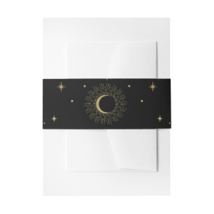 Bandeau De Faire-part Mariage étoiles noires et or soleil éclaté lune cé