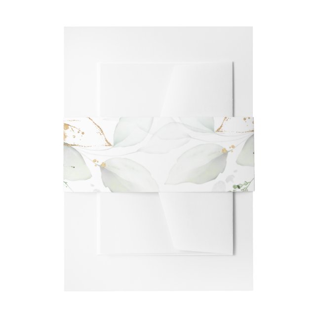 Bandeau De Faire-part Mariage Eucalyptus Vert & Or (Devant example)