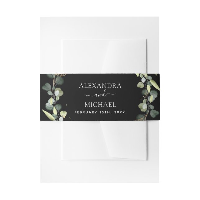 Bandeau De Faire-part Mariage Eucalyptus Vert Succulent Élégant Chic (Devant example)