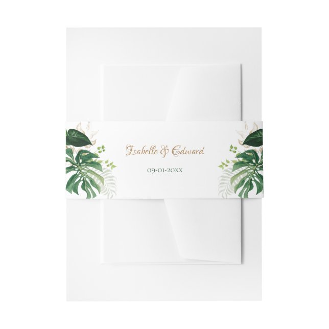 Bandeau De Faire-part Mariage Feuille Chic Gold & Green Tropical Monster (Devant example)