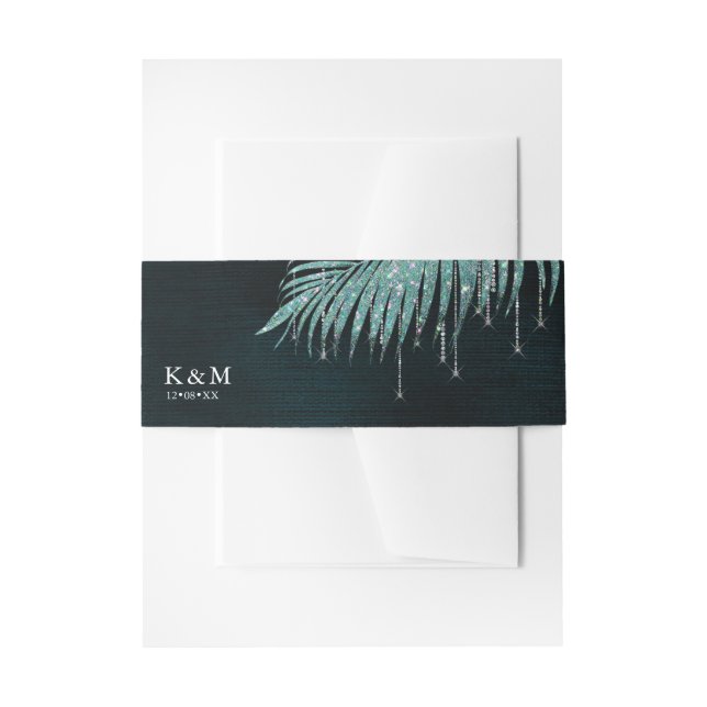 Bandeau De Faire-part Mariage feuille de joaillerie ID Turquoise830 (Devant example)