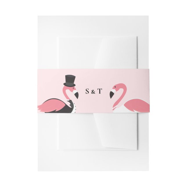 Bandeau De Faire-part Mariage Flamant rose Monogramme (Devant example)