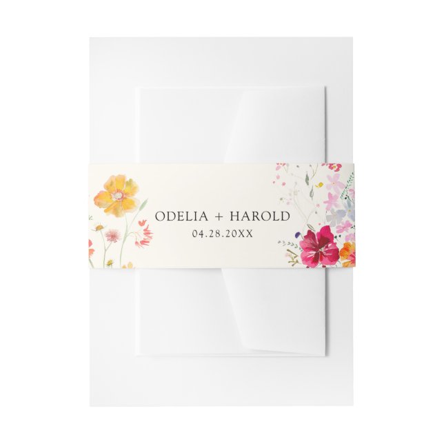 Bandeau De Faire-part Mariage Fleur sauvage coloré (Devant example)