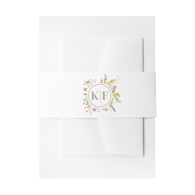 Bandeau De Faire-part Mariage fleur sauvage Monogramme (Devant example)