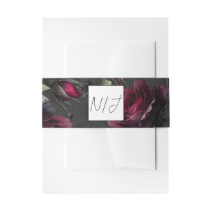 Bandeau De Faire-part Mariage Fleurs Bordeaux Roses Rouges Ombre Gris