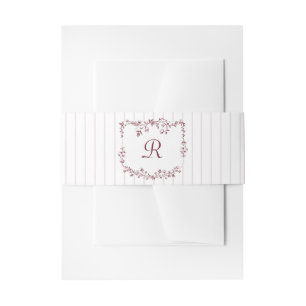 Bandeau De Faire-part Mariage Fleurs de Style Français Rayures Rouge Bou