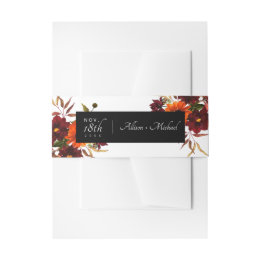 Bandeau De Faire-part Mariage Floral Automnal Moderne Rustique Bourgogne