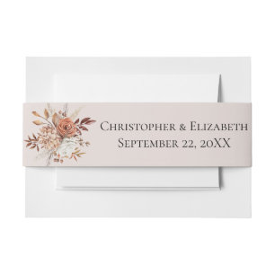 Bandeau De Faire-part Mariage Floral Automne Abricot Brun Blanc Rose