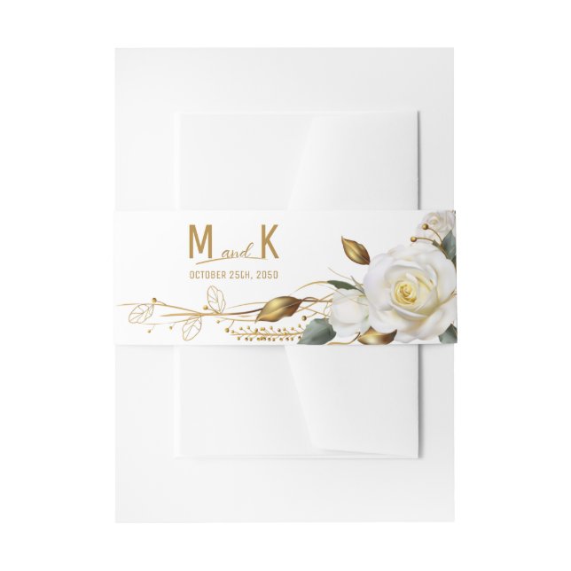 Bandeau De Faire-part Mariage Floral bio rose or (Devant example)