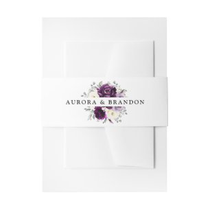 Bandeau De Faire-part Mariage floral blanc blanc blanc blanc de prune d'