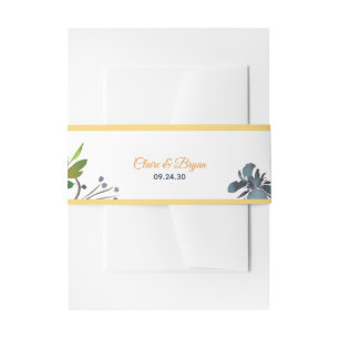 Bandeau De Faire-part Mariage floral bleu marine et corail