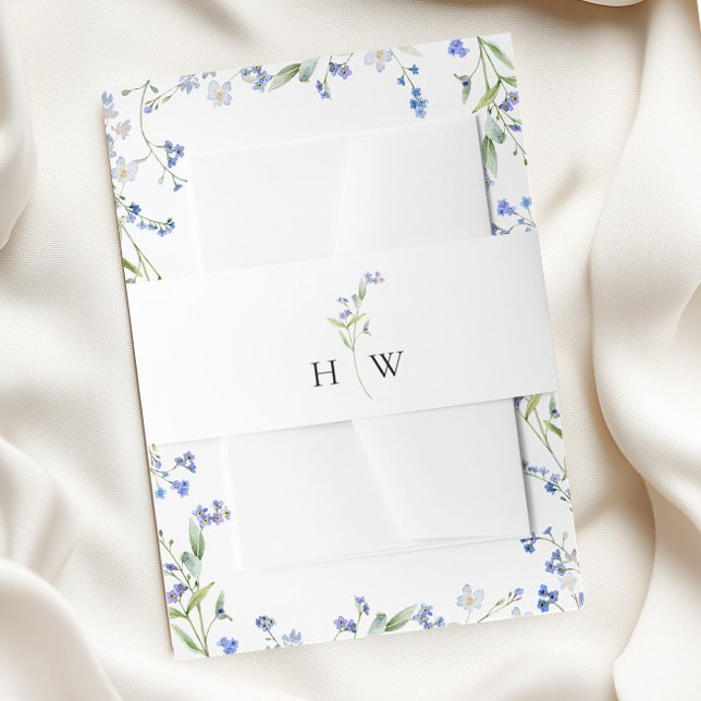 Bandeau De Faire-part Mariage floral bleu minimal (Créateur téléchargé)