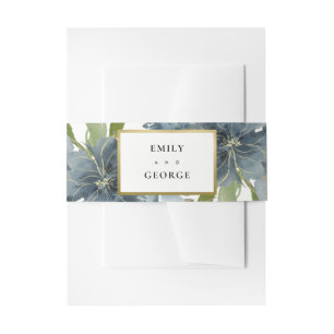 Bandeau De Faire-part Mariage FLORAL BLEU VERT DUSKY