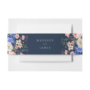 Bandeau De Faire-part Mariage Floral Fleur Sauvage Bleu Marine