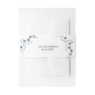 Bandeau De Faire-part Mariage Floral Français Bleu Moderne