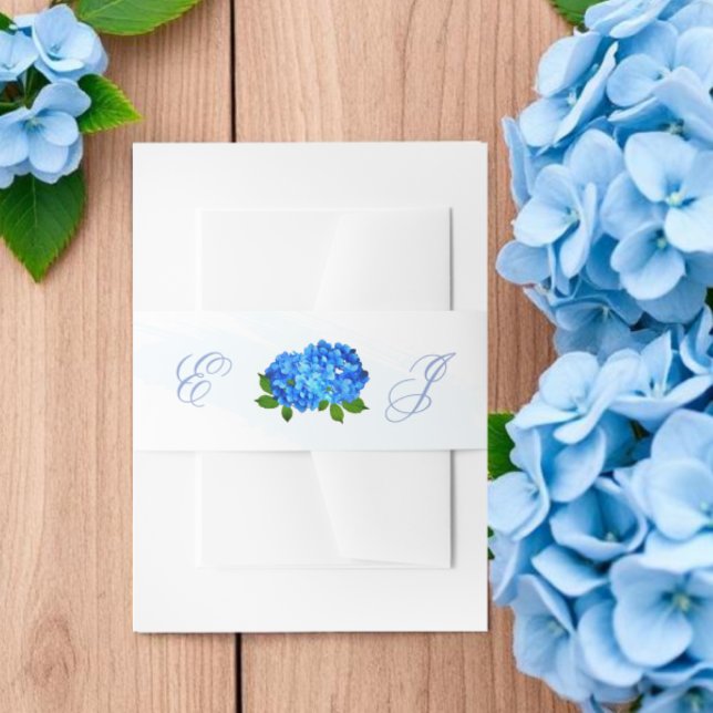 Bandeau De Faire-part Mariage Floral Hydrangea Bleu (Créateur téléchargé)