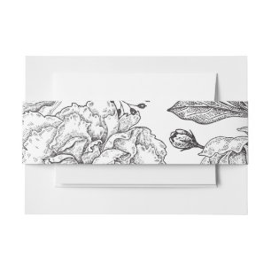 Bandeau De Faire-part Mariage floral noir élégant