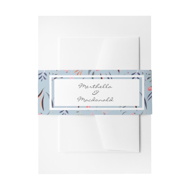 Bandeau De Faire-part Mariage floral personnalisé Dusky Blue (Devant example)