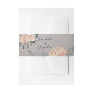 Bandeau De Faire-part Mariage floral romantique de corail rose argenté