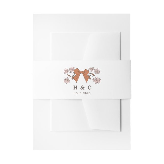 Bandeau De Faire-part Mariage floral romantique en terre cuite Bow (Devant example)