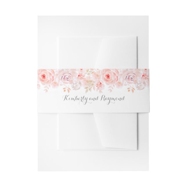 Bandeau De Faire-part Mariage floral rose pâle (Devant example)