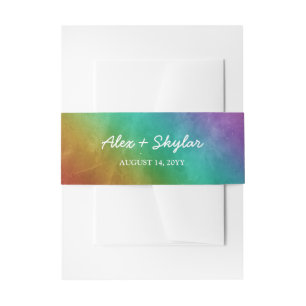 Bandeau De Faire-part Mariage Gay Script Casual Ombre Arc-en-Ciel