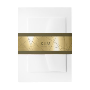 Bandeau De Faire-part Mariage géométrique métallique Gold ID648