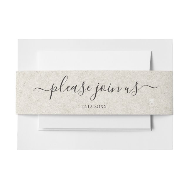 Bandeau De Faire-part Mariage Grey Tan S'Il Vous Plaît Rejoignez-Nous Pe (Devant Example)