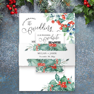 Bandeau De Faire-part Mariage hivernal simple Holly et Berries