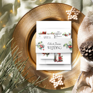 Bandeau De Faire-part Mariage Holly et Red Berries