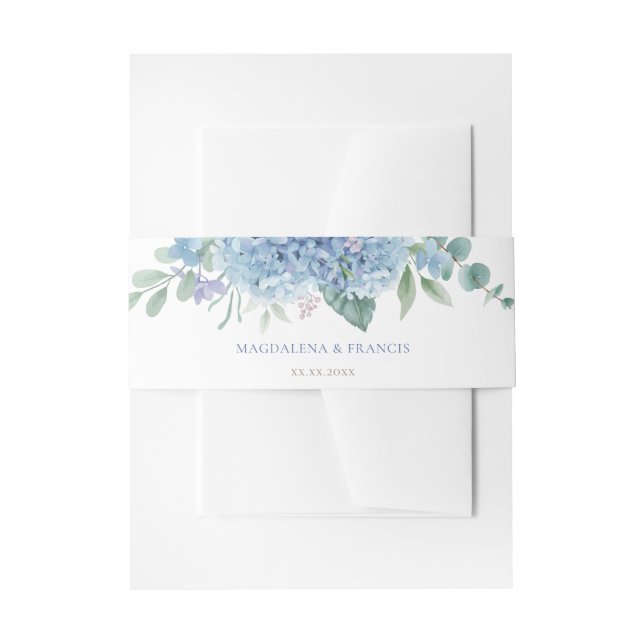 Bandeau De Faire-part mariage hydrangea bleu (Devant example)