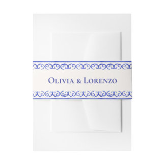 Bandeau De Faire-part Mariage Méditerranéen Bleu & Branche de Citron